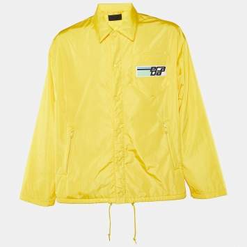 Pre Owned Prada Yellow Nylon Padded Button Front Jacket XL