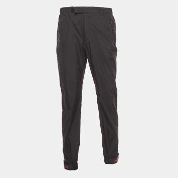Pre Owned Prada Black Logo Print Nylon Active Pants XL