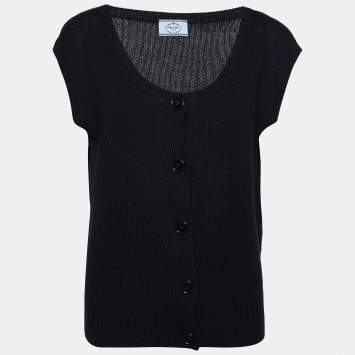Pre Owned Prada Black Cashmere Knit Crew Neck Sweater Vest M