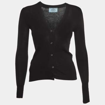 Pre Owned Prada Black Cashmere and Silk Buttoned Cardigan S