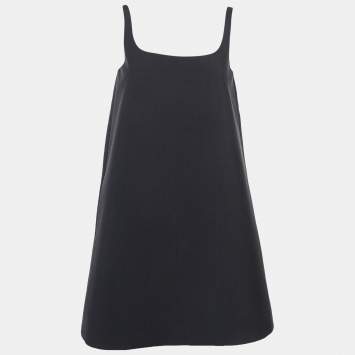 Pre Owned Prada Dark Grey Wool Sleeveless Mini Dress S