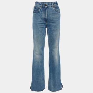 Pre Owned Prada Blue Denim High Waist Flared Jeans S/Waist 25"