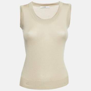 Pre Owned Prada Vintage Beige Wool Blend Knit Sleeveless Top S