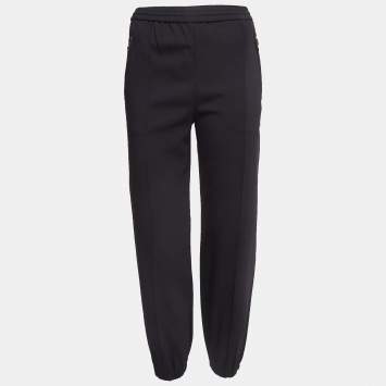 Pre Owned Prada Black Crepe Drawstring Joggers S