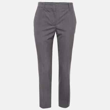 Pre Owned Prada Grey Wool Formal Trousers S
