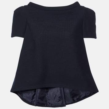 Pre Owned Prada Black Wool Flared Short Sleeve Top M