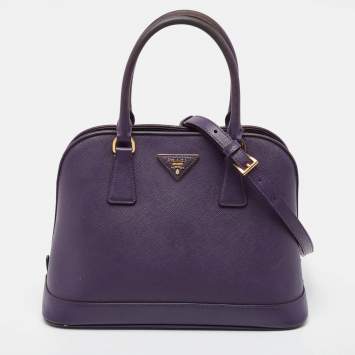 Pre Owned Prada Purple Saffiano Lux Leather Medium Promenade Satchel