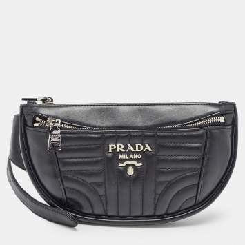 مملوكة مسبقًا Prada Black Diagramme Leather Belt Bag
