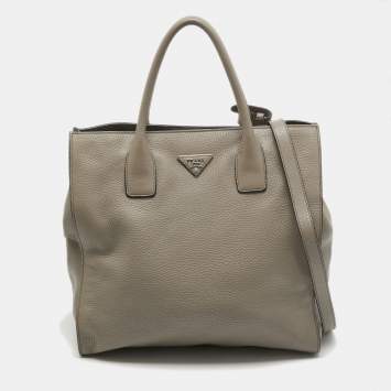 Pre Owned Prada Beige Vitello Daino Leather Shopper Tote