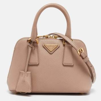 Pre Owned Prada Beige Saffiano Leather Mini Promenade Crossbody Bag
