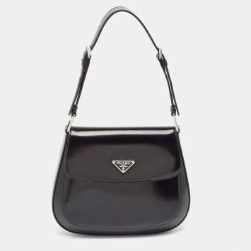 Pre Owned Prada Black Brushed Leather Cleo Shoulder Bag