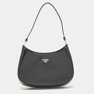 Pre Owned Prada Black Glossy Leather Cleo Hobo