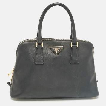 Pre Owned Prada Black Saffiano Leather Medium Promenade Bag