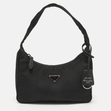 Pre Owned Prada Black Nylon Re-Edition 2000 Bag