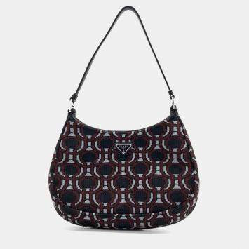 Pre Owned Prada Jacquard Hobo Bag