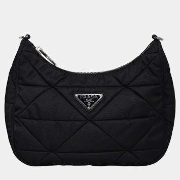Prada Black Nylon Triangle Padded Shoulder Bag 