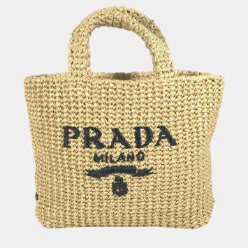 Pre Owned Prada Straw Bag natural Beige Tote Bag