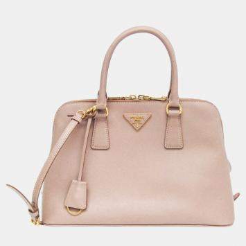 Prada Pink Beige Saffiano Leather Handbag