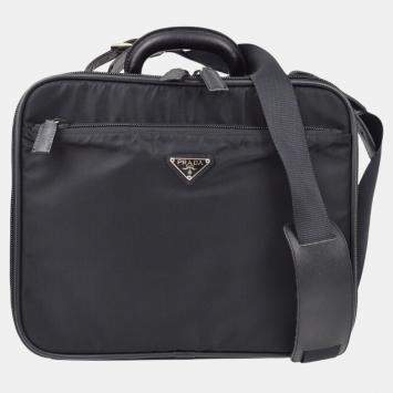 Pre Owned Prada Black Nylon Business Handbag