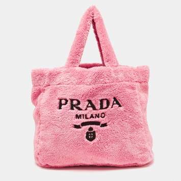 Prada Pink Terry Cloth Logo Tote
