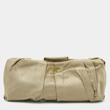 Prada Gold Satin Raso Gathered Clutch