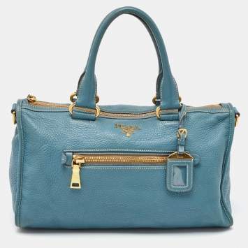 Prada Blue Leather Vitello Daino Satchel
