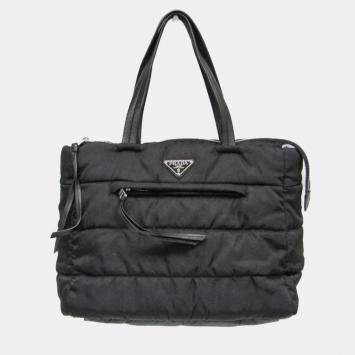Prada Tessuto Black Nylon Bomber Tote Bag 