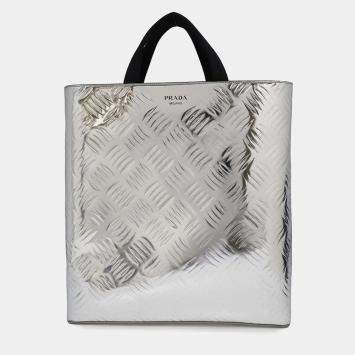 Prada Textured Metallic Leather Tote Bag