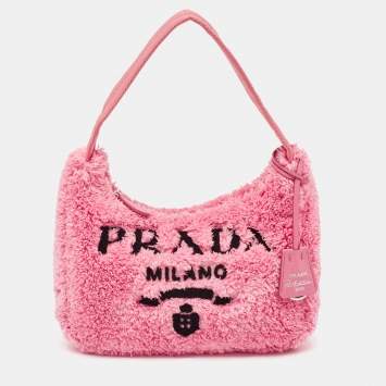 Prada Pink Terry Cloth Mini Re-Edition 2000 Baguette Bag