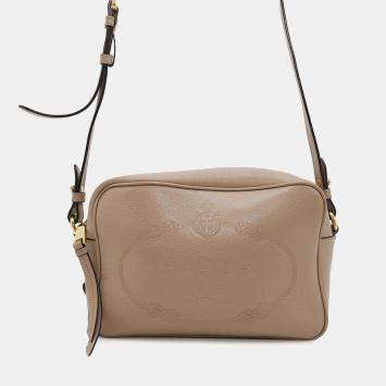 Prada Beige Leather Logo Shoulder Bag 