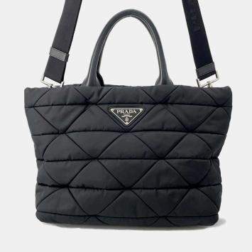Prada Black Nylon Small Padded Re-Nylon Tote Bag 