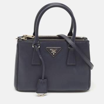 Prada Navy Blue Saffiano Leather Small Galleria Tote