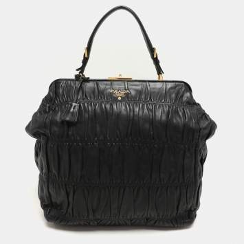 Prada Black Matelasse Leather Top Handle Bag