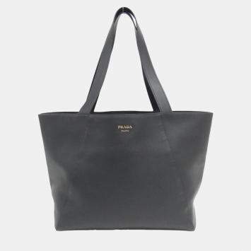 Prada Black Leather Tote Bag