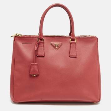 Prada Red Saffiano Leather Large Galleria Double Zip Tote