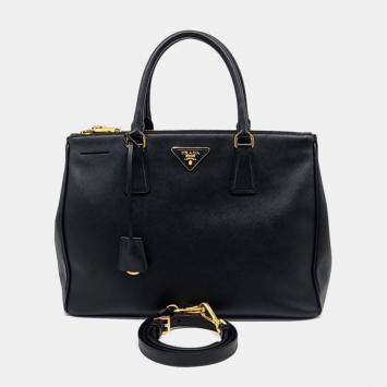 Pre Owned Prada Black Leather Saffiano Lux Tote and Shoulder Bag