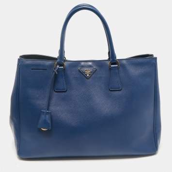 Prada Blue Saffiano Lux Leather Large Gardener's Tote