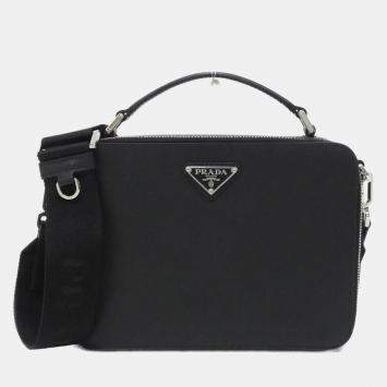 Prada Black Leather Logo Handbag