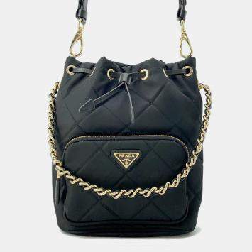 Prada Re-Edition 1995 Chain Re-Nylon Shoulder Bag Black Nylon Leather