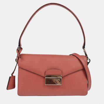 Pre Owned Prada Pink Saffiano Leather 2way Handbag