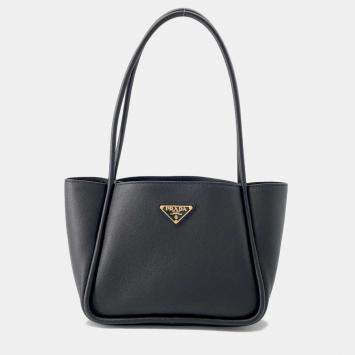 Prada Black Leather Mini Tote Bag