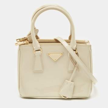 Prada Beige Patent Leather Mini Galleria Tote