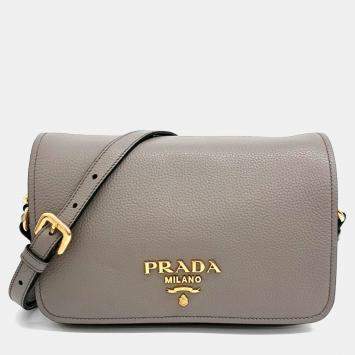 Prada Beige Leather Vitello Phoenix Crossbody Bag