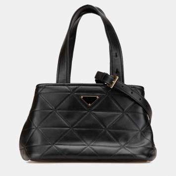 Prada Black Small Quilted Lambskin Satchel