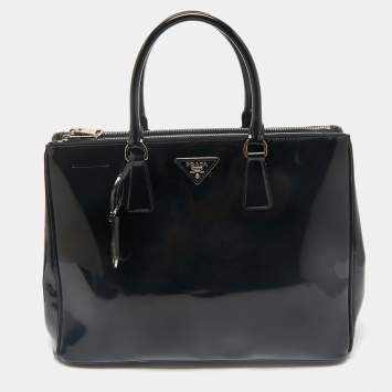 Prada Black Patent Leather Large Double Zip Tote