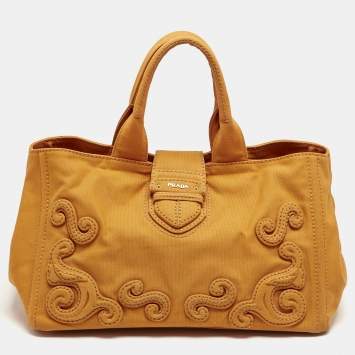 Prada Orange Canvas Shopper Tote