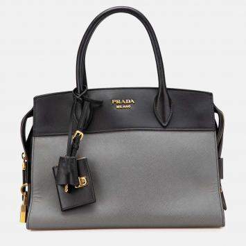 Prada Grey Saffiano and City Calf Esplanade Bag