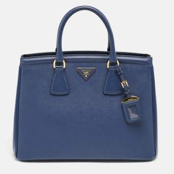 Prada Navy Blue Saffiano Lux Leather Parabole Tote