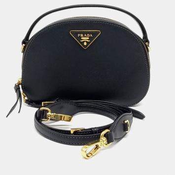 Prada Black Leather Saffiano Odette Bag