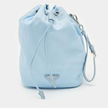 Prada Light Blue Nylon Re-Nylon Drawstring Pouch